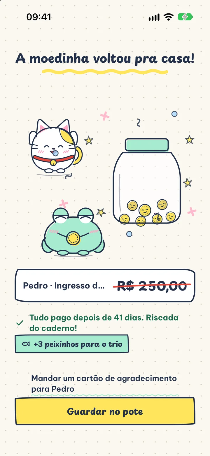 A moedinha voltou!. Risque do caderno e mande um cartão de agradecimento.